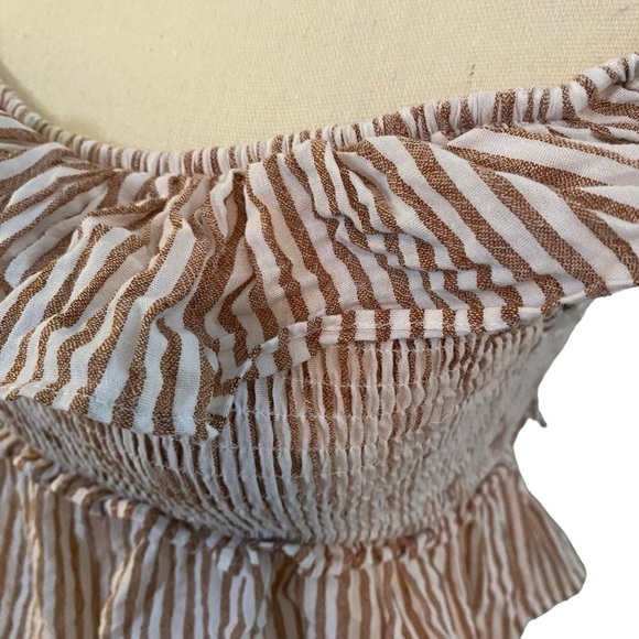 Mahina Brown White Striped Tank Sz Small Open Back - Picture 5 of 8